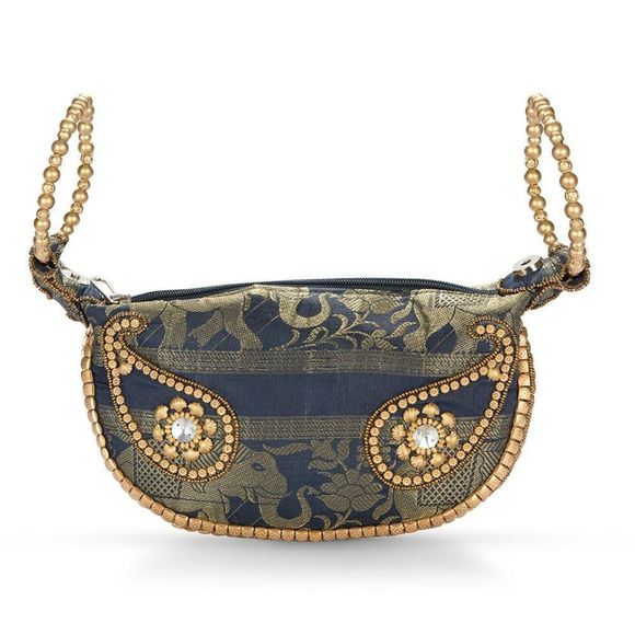 Potli Fortune Cookie Bag Beaded Elephant Navy - Picture 3 of 5